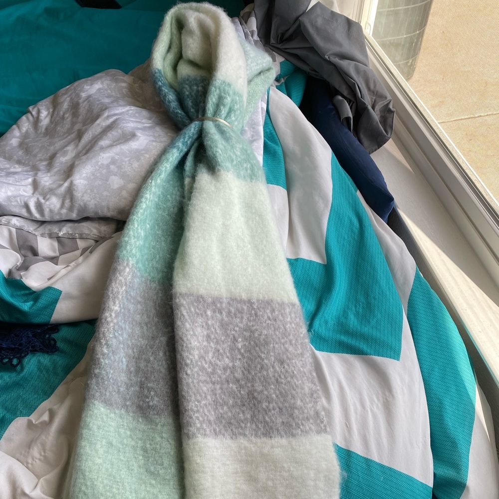 Steve Madden Line Striped Plaid Muffler Scarf